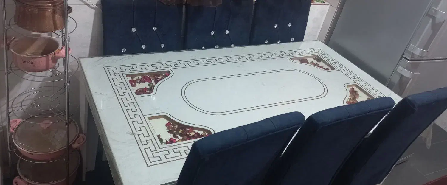 میز ناهار خوری ۶نفره در حد نو|میز و صندلی غذاخوری|پایین هولار, |دیوار