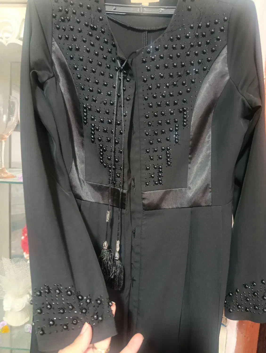 مانتو مجلسی مشکی پارچه عالی 3بار فقط پوشیدم نو|لباس|جلین, |دیوار