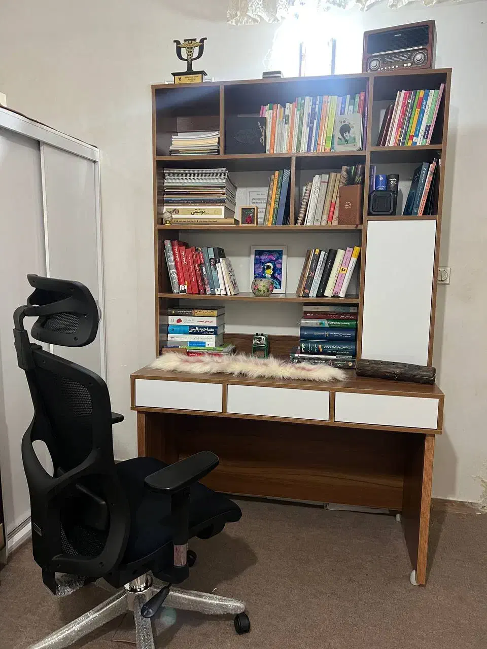 کتابخانه و میز تحریر و مطالعه|کتابخانه، شلف، قفسه‌های دیواری|گرمدره, |دیوار