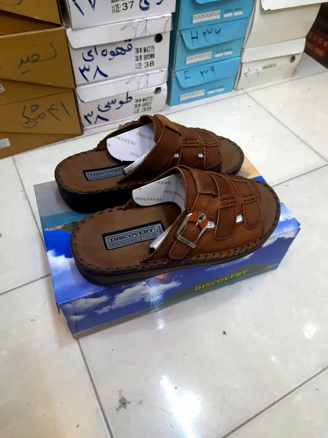 دمپایی دیسکاوری چرم طبیعی|کیف، کفش، کمربند|بندر گناوه, |دیوار