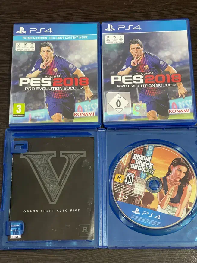 دیسک بازی pes 2018 و GTA V برای پی اس فور|کنسول، بازی ویدئویی و آنلاین|مرند, |دیوار