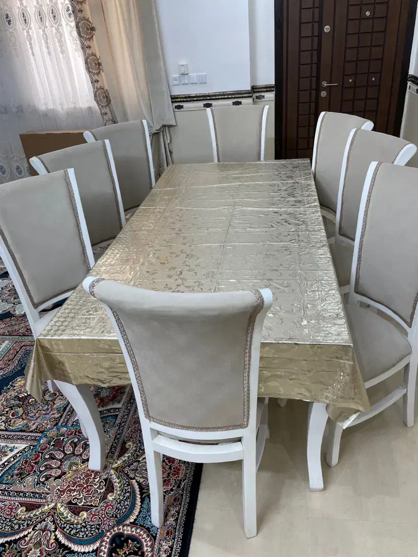 میز و صندلی هشت نفره ناهار خوری|میز و صندلی غذاخوری|خنج, |دیوار