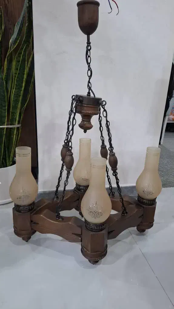 لوستر چوبی شیک و اسپرت|لوستر و چراغ آویز|اندیمشک, |دیوار