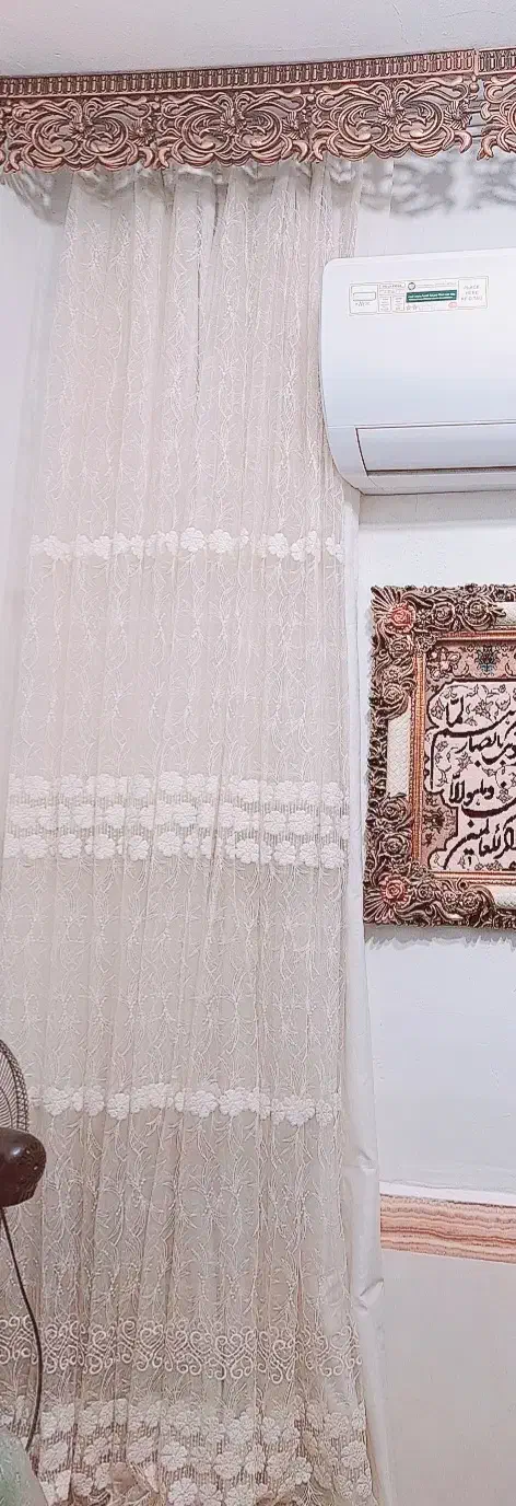 پرده حریر همراه باتاج درحد نو|پرده، رانر، رومیزی|شوش, |دیوار