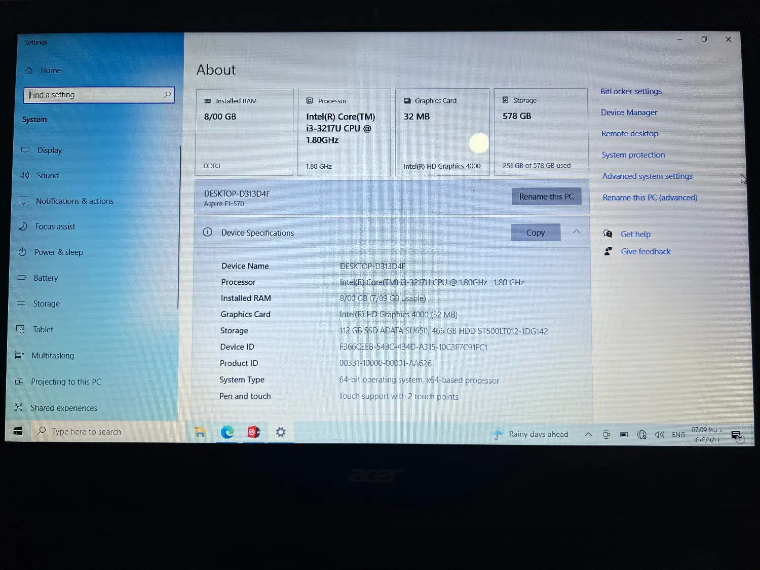لب تاپ acer|رایانه همراه|آستارا, |دیوار