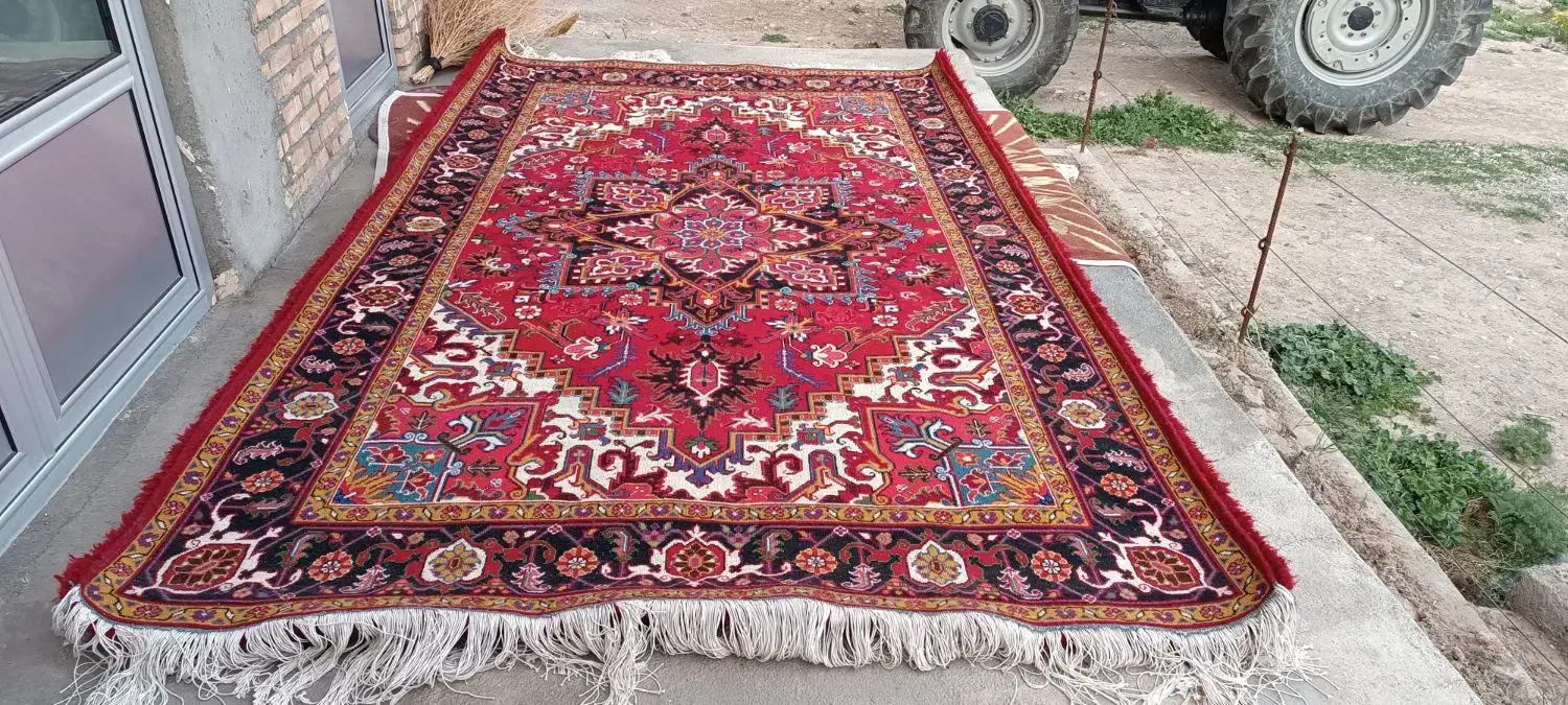 فرش دستباف هریس با نخ جهره نقشه تاجری ۶ متری|فرش|اهر, |دیوار