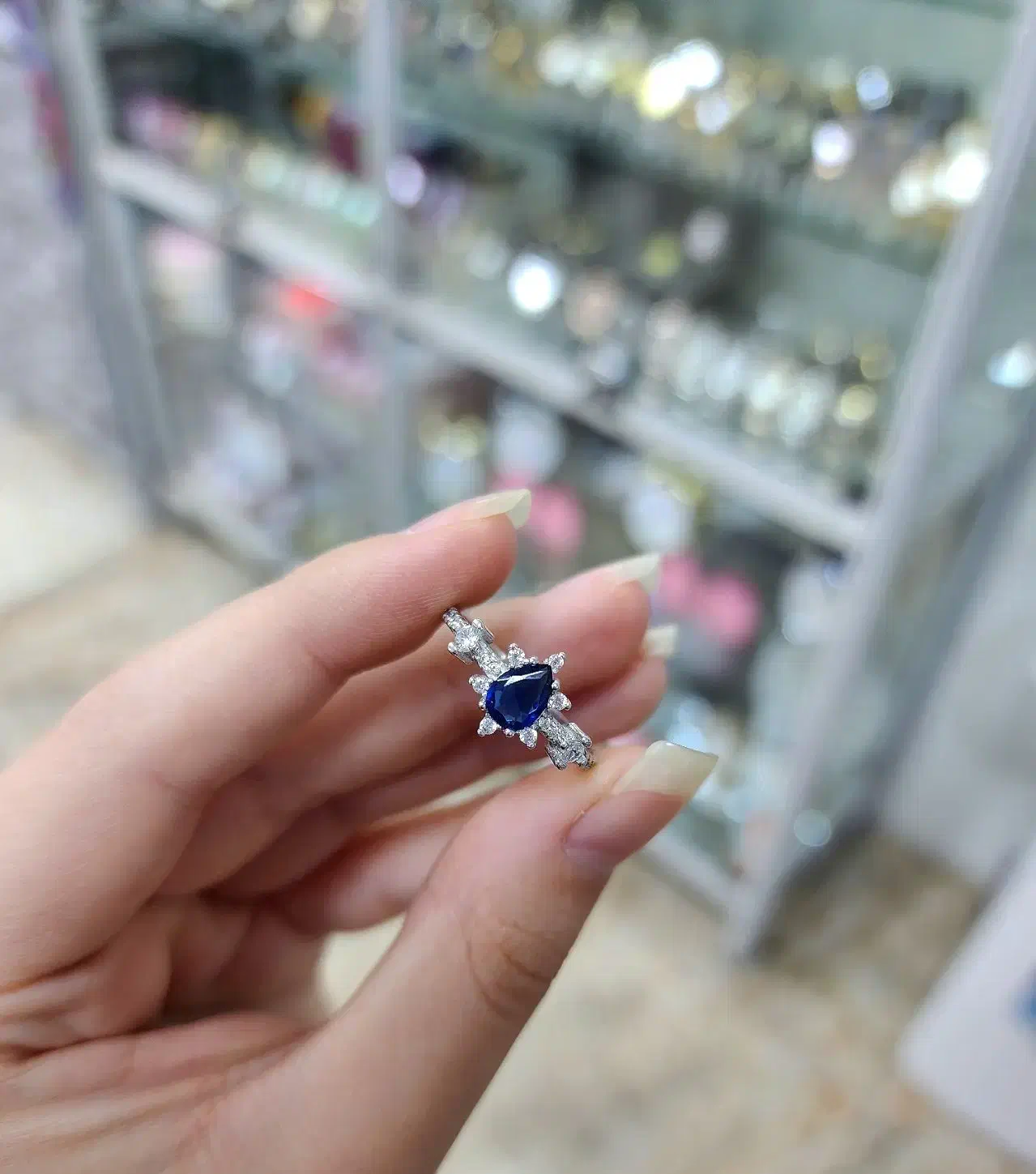 انگشتر نگین آبی نقرع اصل pd|بدلیجات|کرمانشاه, |دیوار