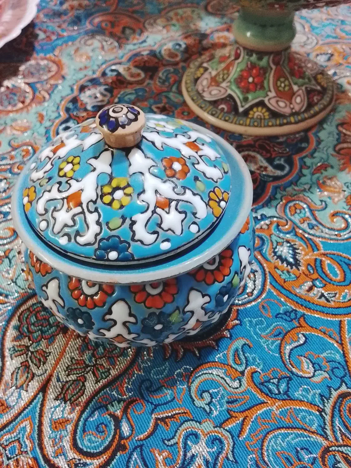 شوکولات خوری مینا کاری همراه دوتا قندان|صنایع دستی و سایر لوازم تزئینی|تهران, امام زاده عبدالله|دیوار