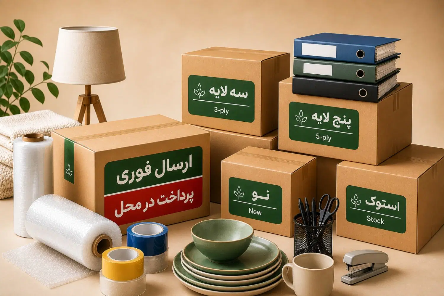 کارتن اسباب کشی اداری و منزل/چسب پهن/سلفون/حبابدار|عمدهفروشی|تهران, بازار|دیوار
