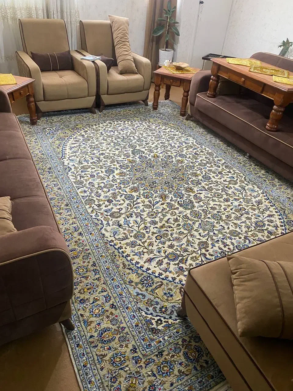 قالی دست باف کاشان 9 متری|فرش|شیراز, تحویلی|دیوار