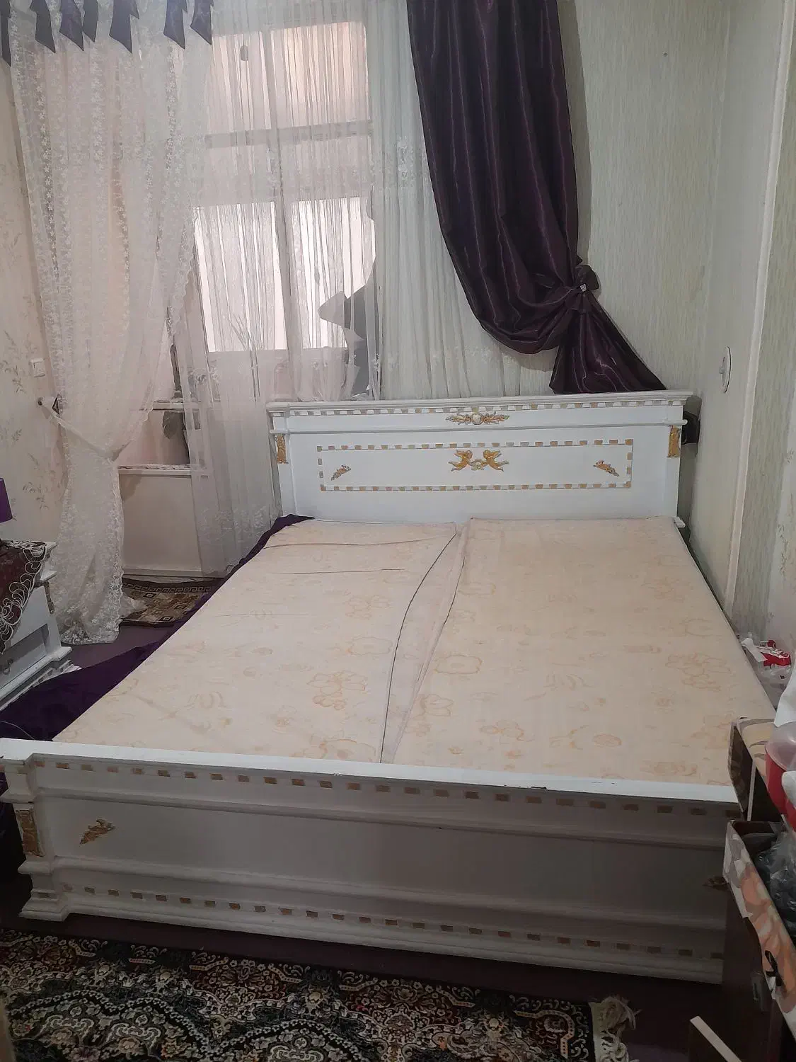 تخت خواب ۲نفره تمام چوب همش باهم|تخت و سرویس خواب|مشهد, هفت تیر (نه دره)|دیوار