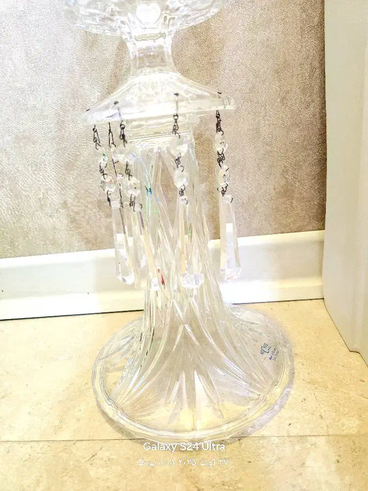 دو عدد شمعدان کریستال لهستان|لوستر و چراغ آویز|قم, باجک دو|دیوار