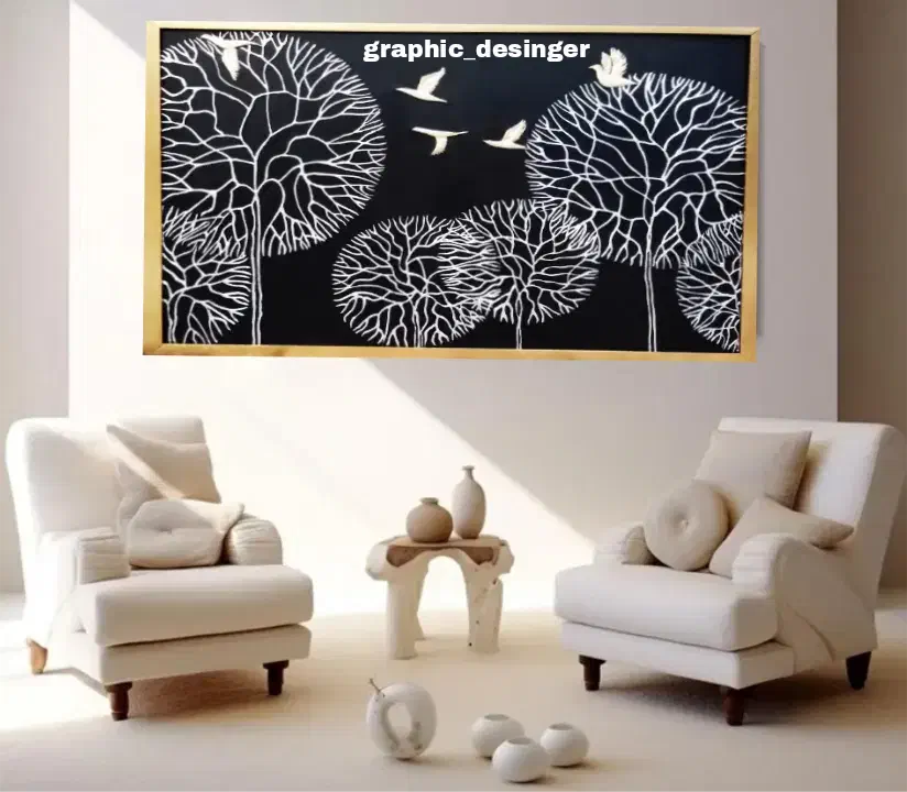 تابلوی مدرن (دکوراتیو) درخت وپرنده|تابلو، نقاشی، عکس|اهواز, فاز ۲ پادادشهر|دیوار