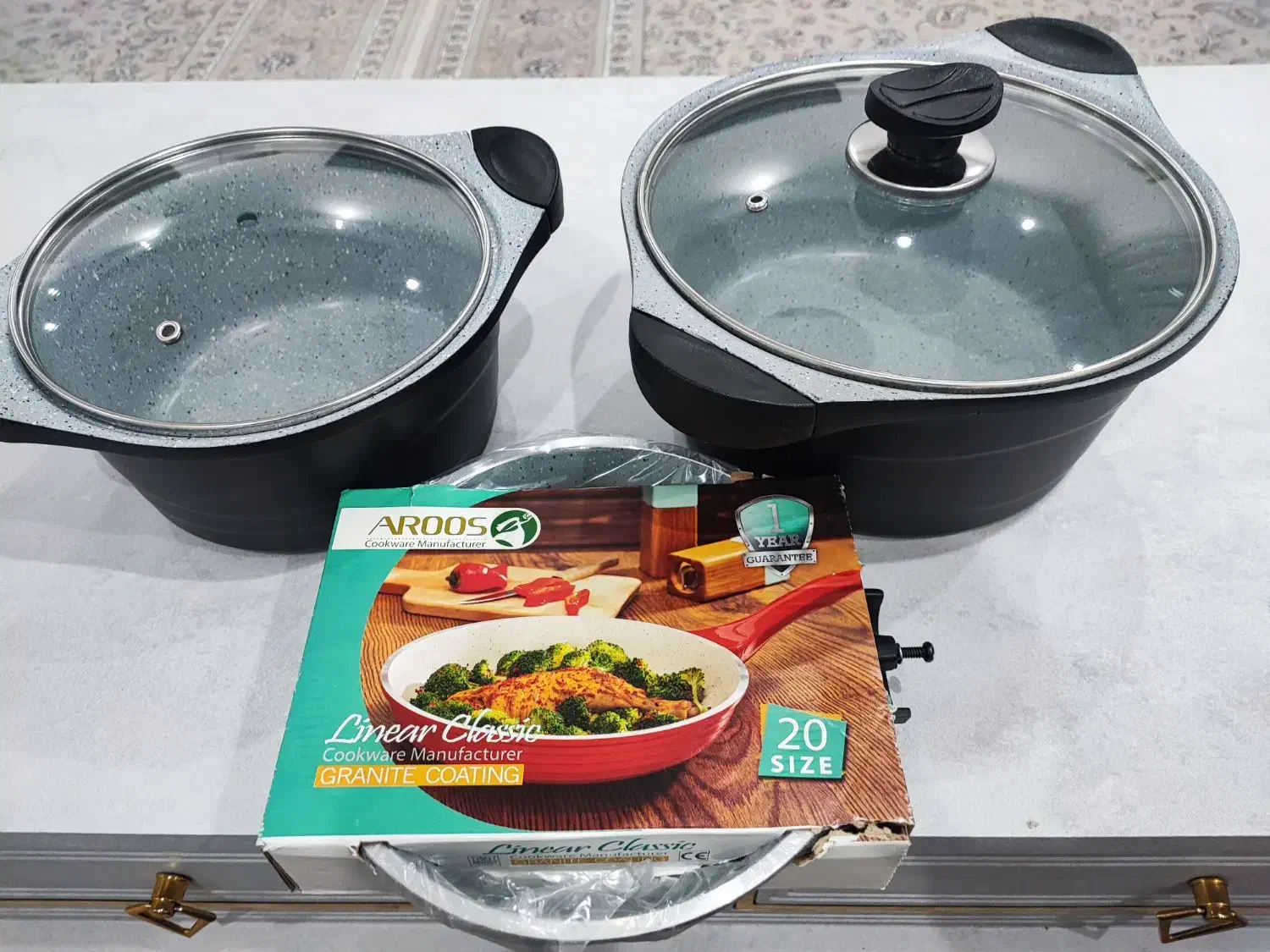 سرویس قابلمه و تابه گرانیتی ۵ پارچه برند عروس|ظروف پختوپز|تهران, شهرک چیتگر|دیوار