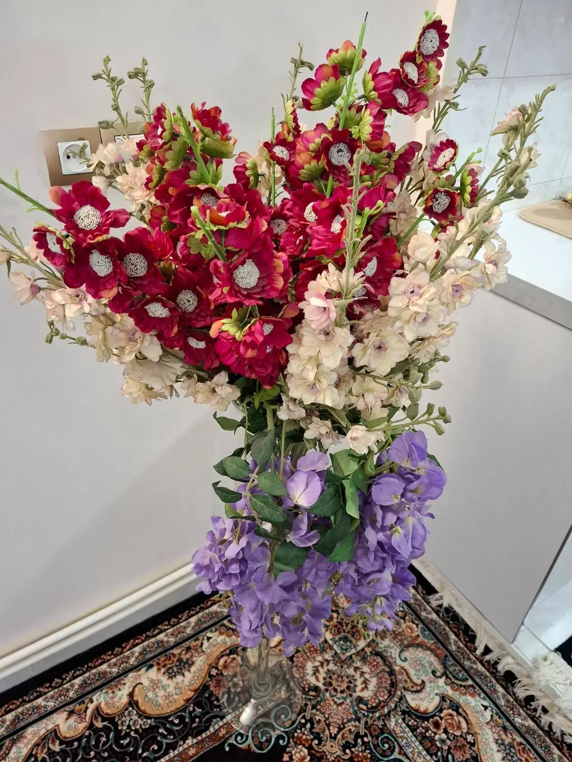 گلدان شیشه ای (چام  شیشه ای)|گل مصنوعی|ملارد, |دیوار