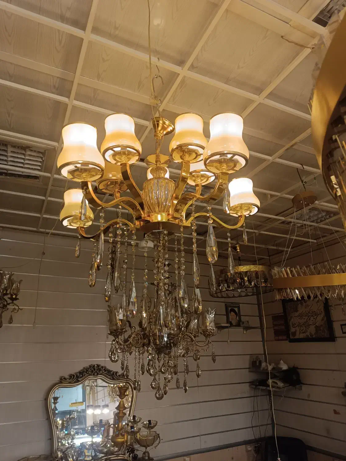 لوستر ال طلا برنجی قیمت تولیدی|لوستر و چراغ آویز|اراک, |دیوار