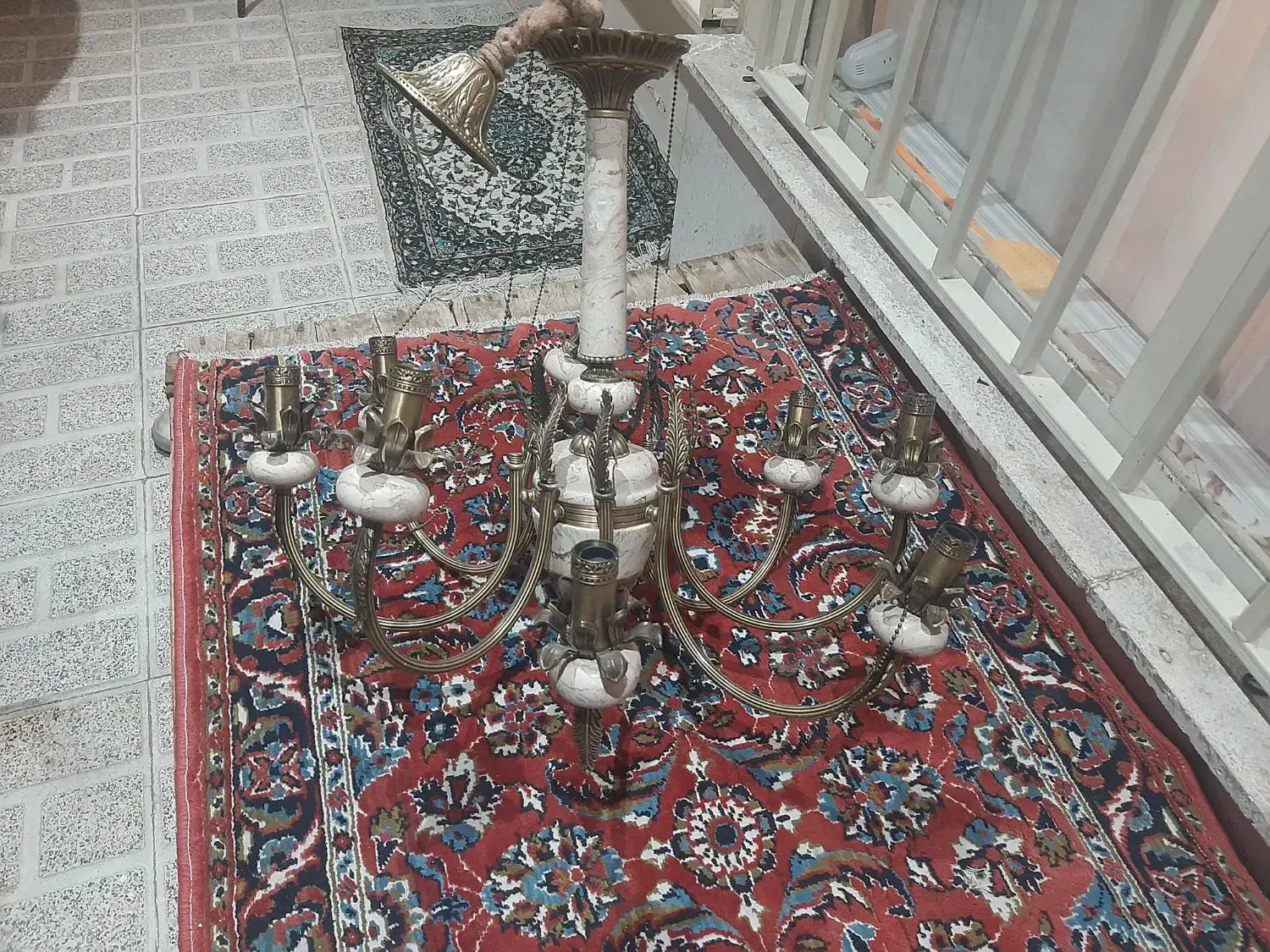 چهار تا لوستر برنجی دوتاش دیواری دوتاش ۸شعله|لوستر و چراغ آویز|کرج, برغان|دیوار