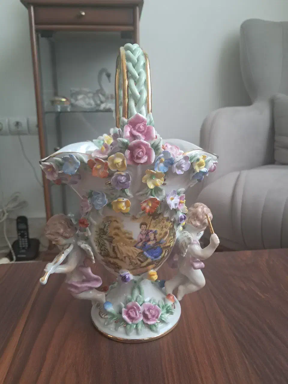 سبد گل چینی ایتالیایی ارتفاع ۳۰ سانت نو|صنایع دستی و سایر لوازم تزئینی|تهران, مجیدآباد|دیوار