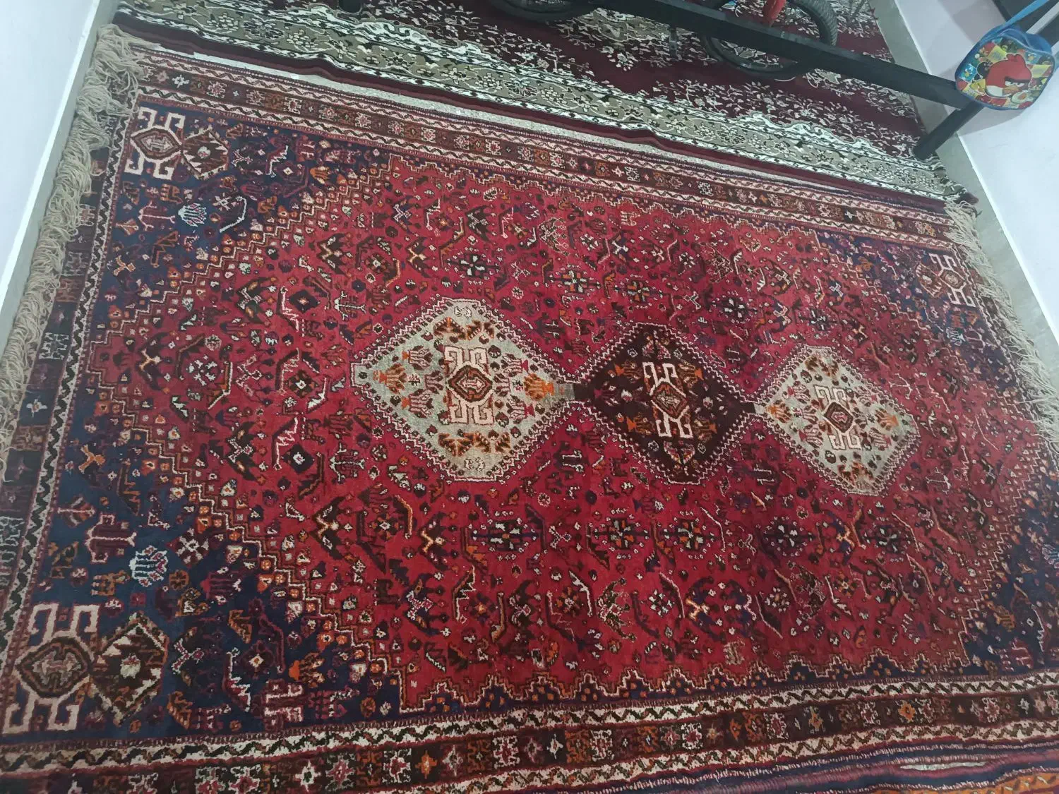 فروش دو تخته قالی دستباف|فرش|شیراز, ارم|دیوار