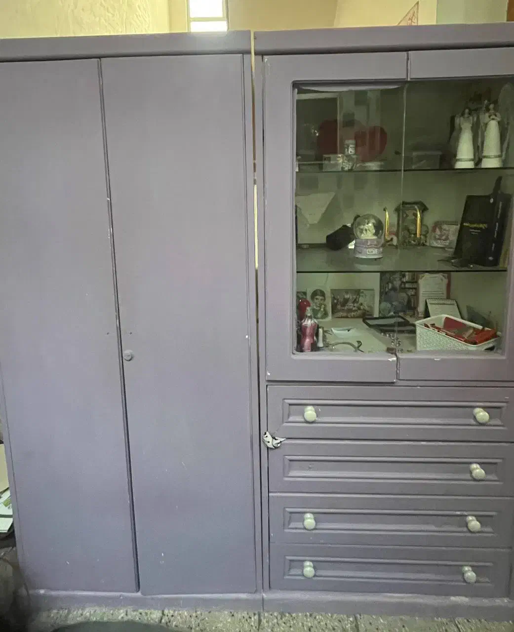 کمد و دراور چوبی یاسی رنگ|جاکفشی، کمد، دراور|گنبد کاووس, |دیوار