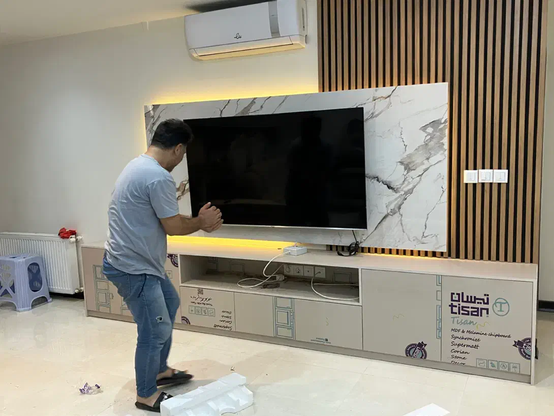طراحی سه بعدی و اجرای تی وی وال tv wall|خدمات پیشه و مهارت|کرج, فاز ۳ گوهردشت|دیوار