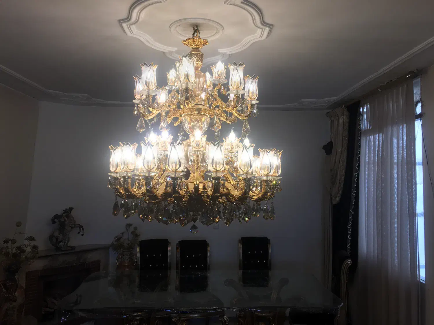 لوستر ورقه طلا|لوستر و چراغ آویز|تهران, ستارخان|دیوار