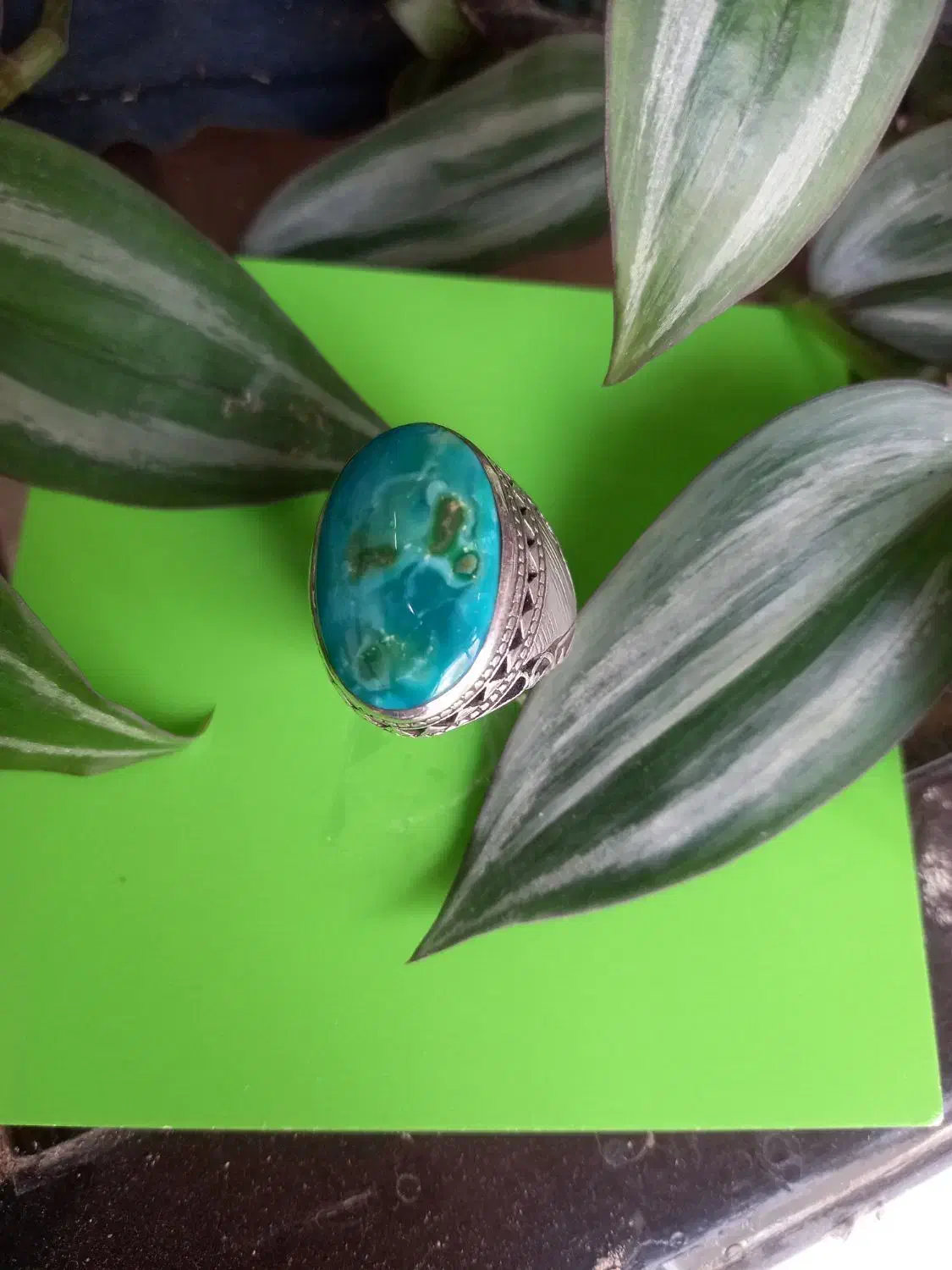 انگشترفیروزه اصل نیشابوروعقیق سرخ طوقداریمنی|جواهرات|اردبیل, |دیوار