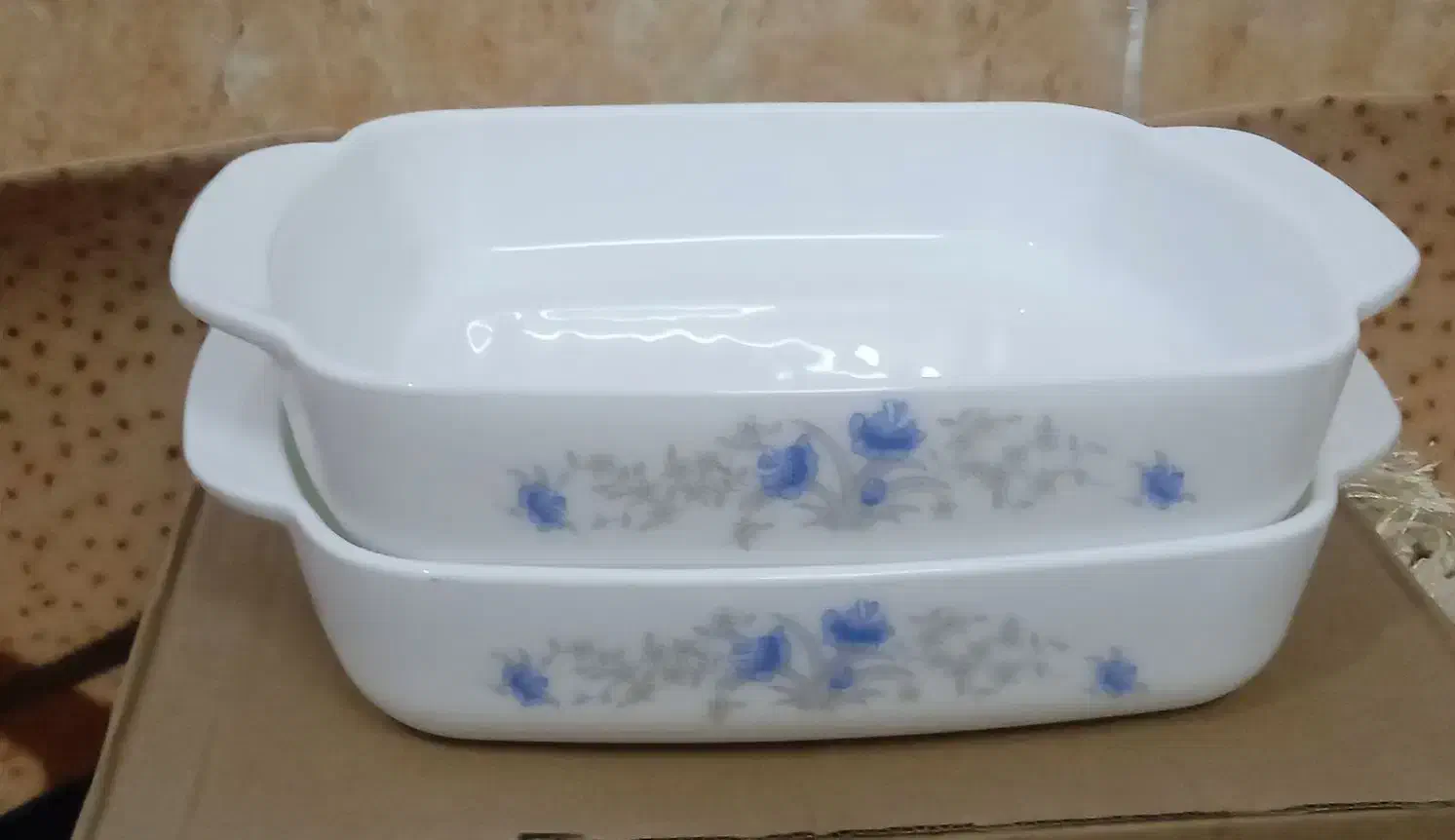 دو مرغ خوری مربعی گل آبی|ظروف سرو و پذیرایی|بیرجند, |دیوار