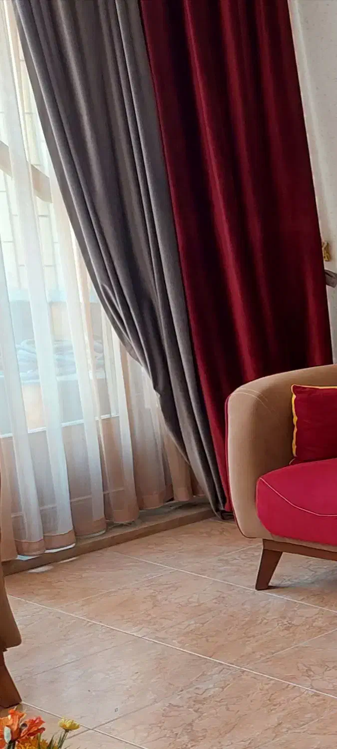 پرده حریر ومخمل۲رنگ|پرده، رانر، رومیزی|اصفهان, احمدآباد|دیوار