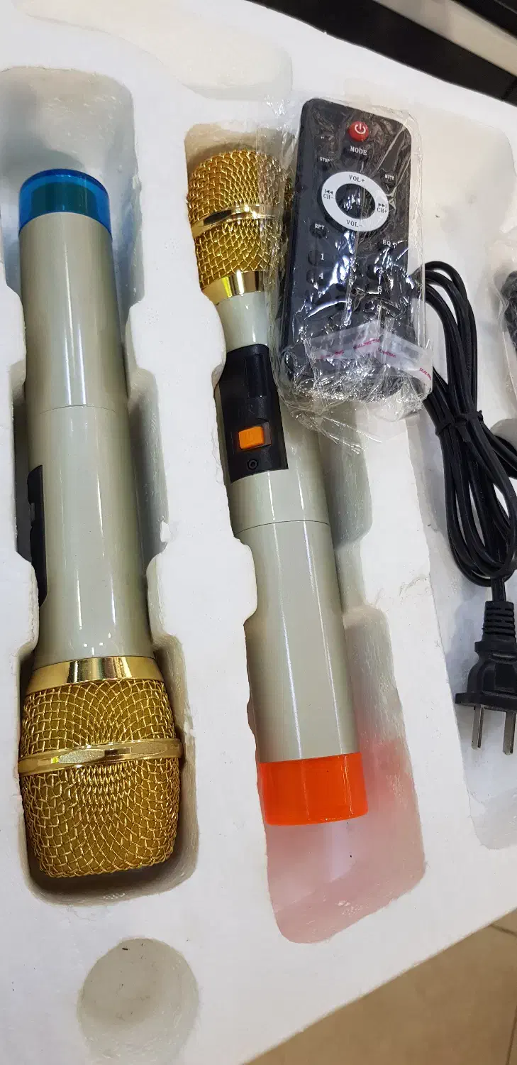 اکو همراه دو میکروفون بیسیم چوبی در حد نو|سیستم صوتی خانگی|اصفهان, فیض|دیوار