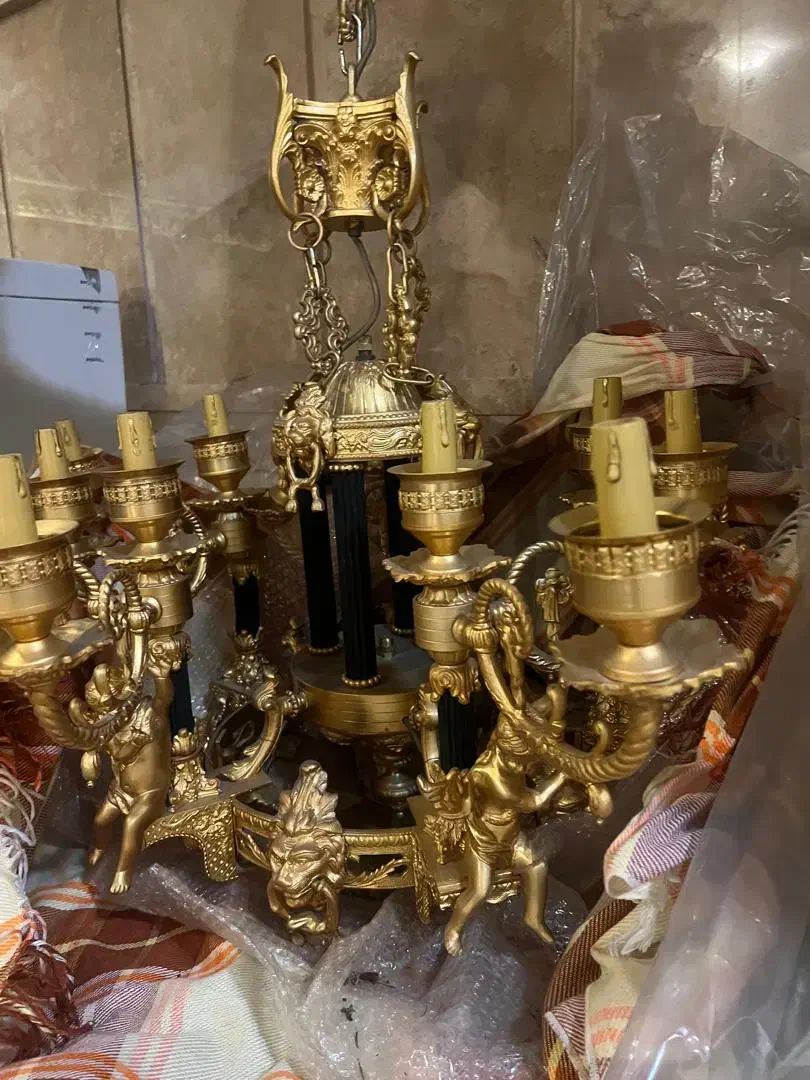 لوستر تمام برنز مدل امپریال ۱۵ شاخه با لاله اشک|لوستر و چراغ آویز|تهران, هروی|دیوار