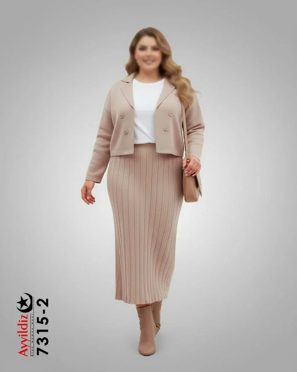 کت و دامن بافت بیگ سایز آییلدیز کد 7315|لباس|سهند, |دیوار