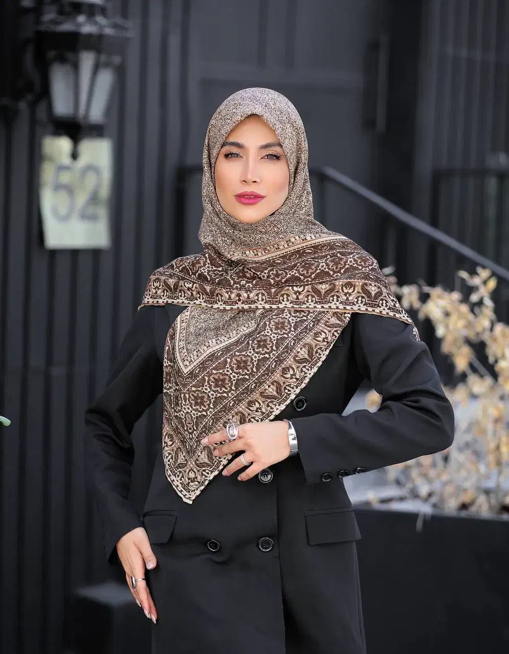 روسری دستدوز چاپخیس طرح اسلیمی|لباس|آستانه اشرفیه, |دیوار