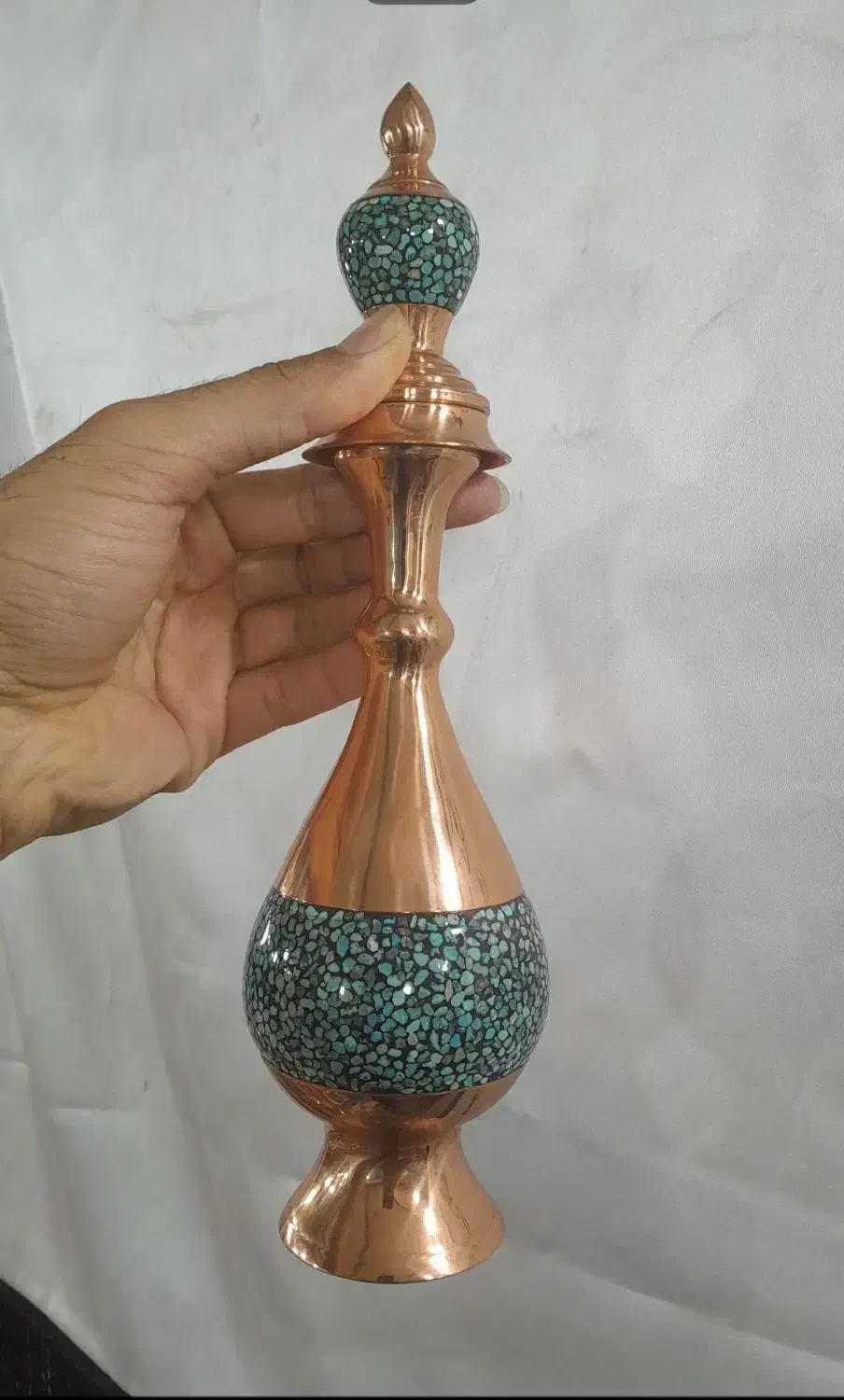 تنگ صراحی ۳۰سانتی فیروزه کوبی|صنایع دستی و سایر لوازم تزئینی|فولادشهر, C8|دیوار