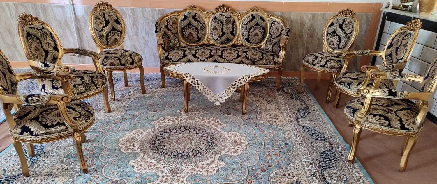 مبلمان ۹ نفره سلطنتی|مبلمان خانگی و میز عسلی|نهاوند, |دیوار