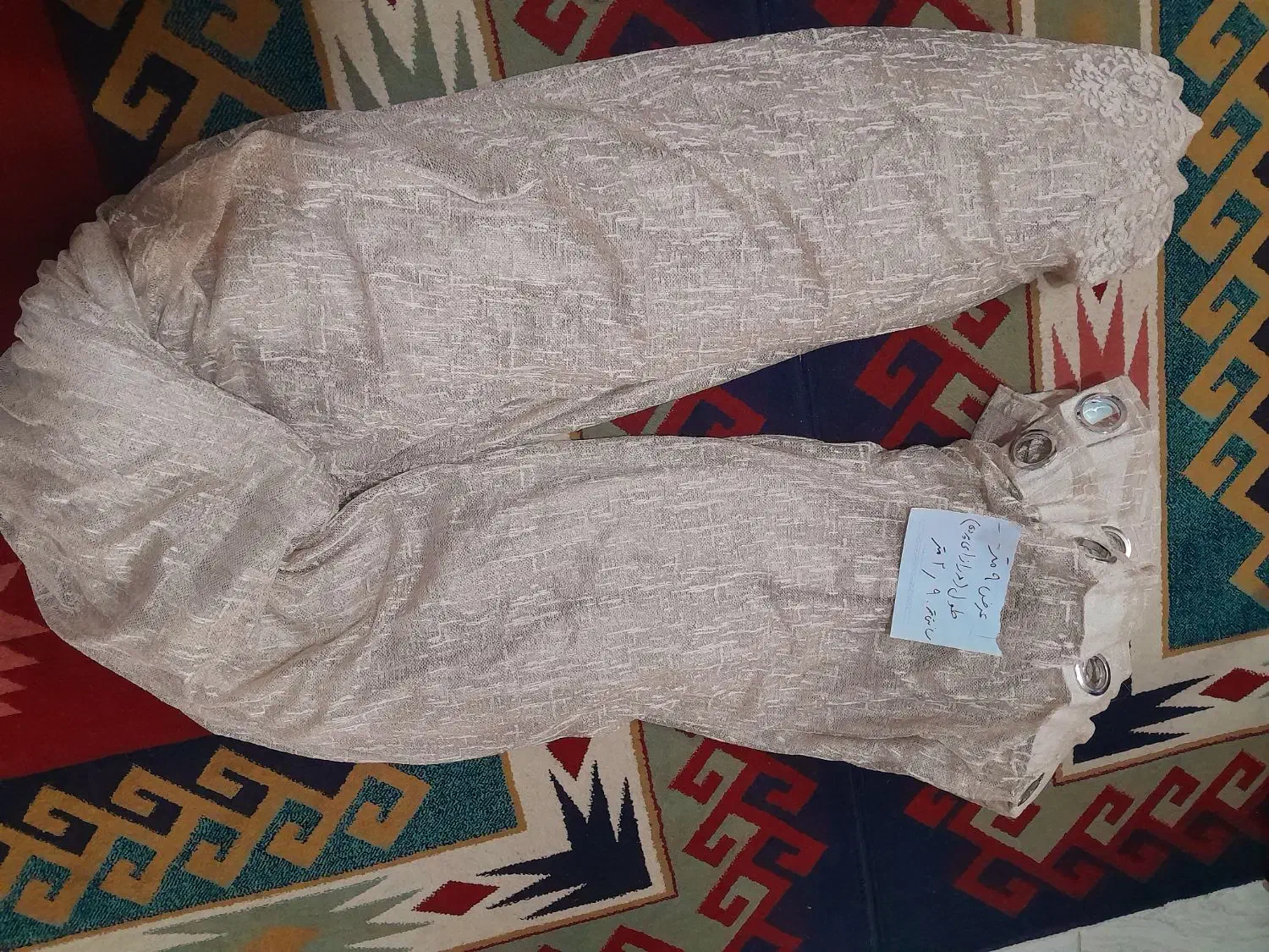 ۵ عدد پرده پانچ دوخته و آماده نصب به همراه میله ها|پرده، رانر، رومیزی|چهارباغ, |دیوار