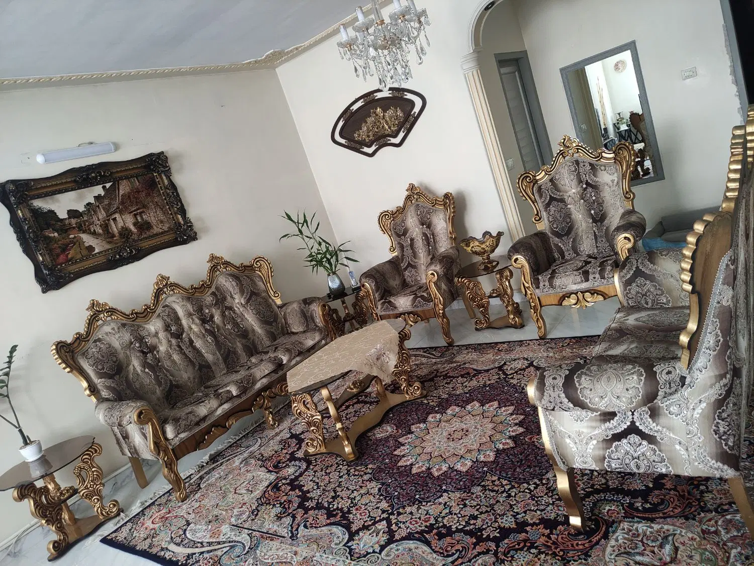 مبلمان هفت نفره استیل ، سالم و تمیز|مبلمان خانگی و میز عسلی|تهران, شهرک آزادی|دیوار
