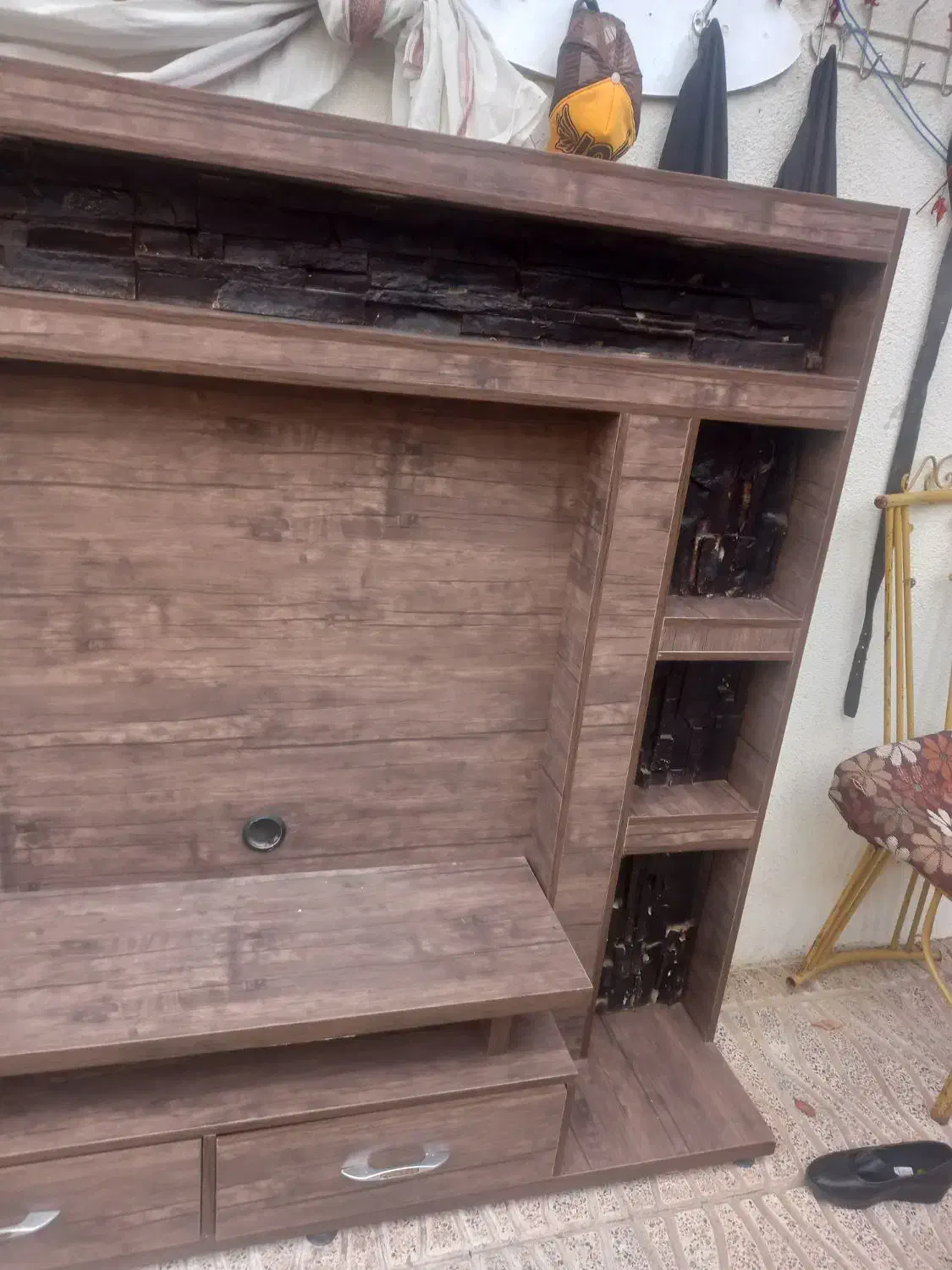 چوب|میز تلویزیون|سراب, |دیوار