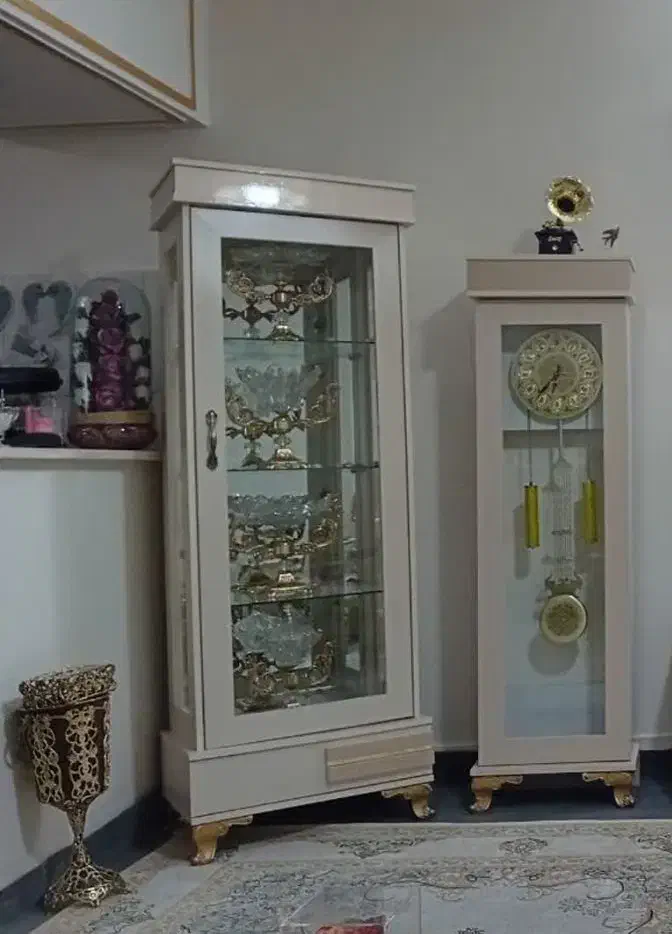 سرویس چوب  /ویترین ،ساعت قدی/ ایستاده، کمد لباس|بوفه، ویترین، کنسول|قم, علی آباد سعدگان|دیوار