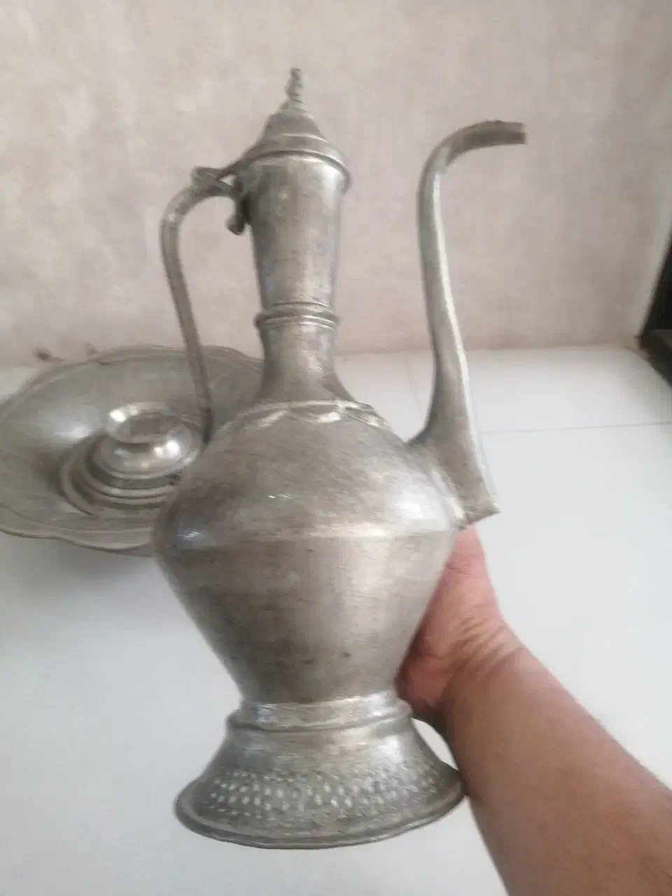 آفتابه لگن مسی قدیمی|صنایع دستی و سایر لوازم تزئینی|قم, انسجام|دیوار