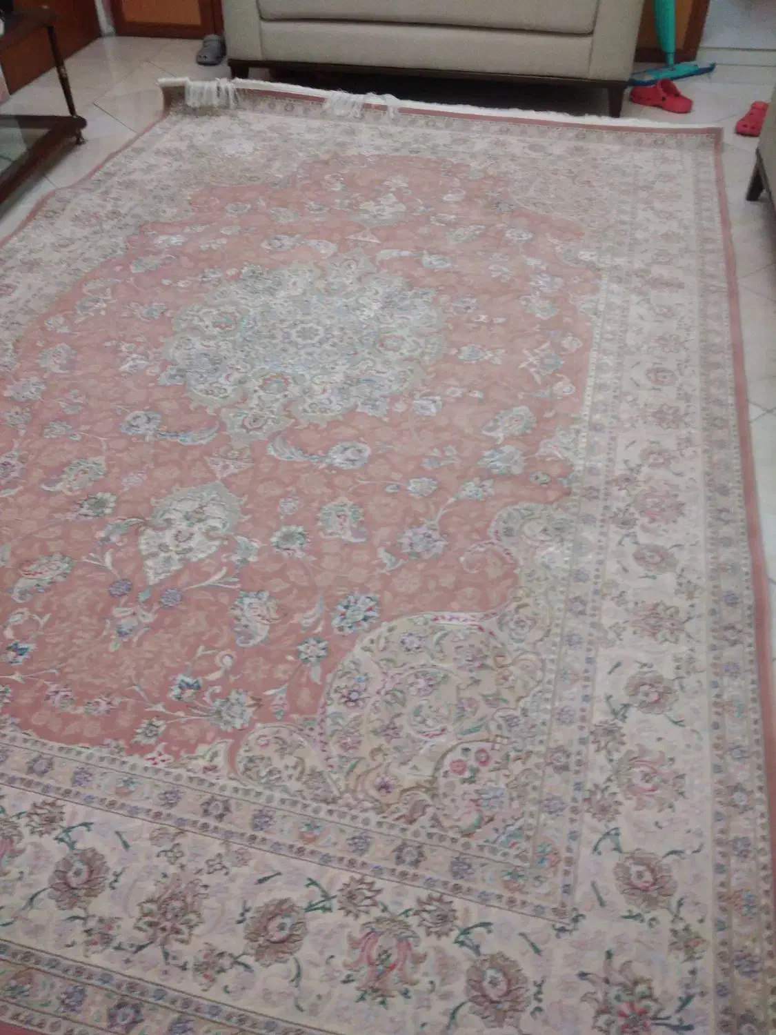 فرش شش متری ابریشم اردهال مشهد گلبهی مشابه نو|فرش|تهران, مجیدیه|دیوار