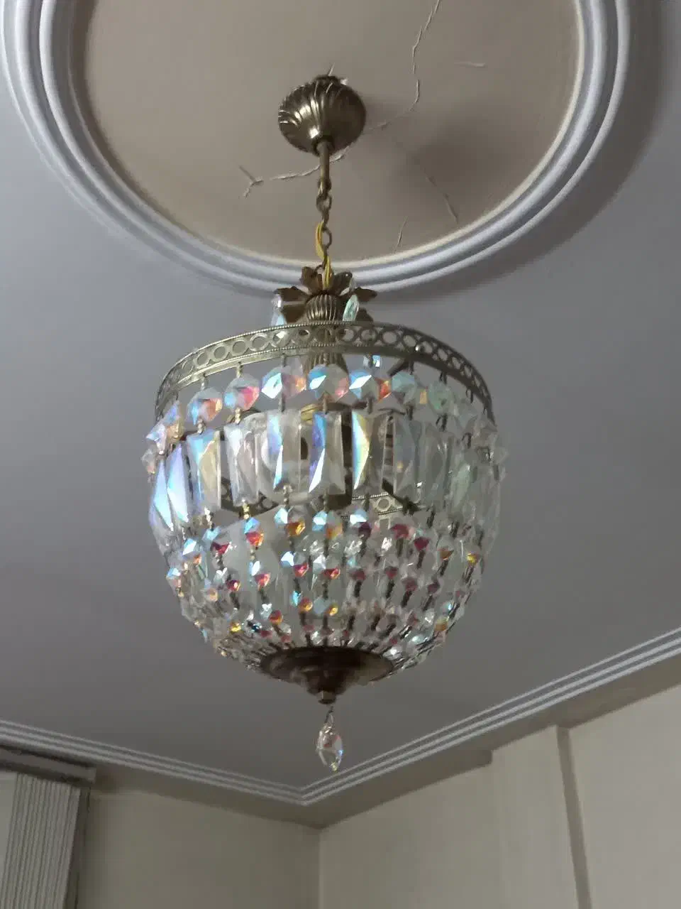 لوستر قدیمی کریستال اصل|لوستر و چراغ آویز|اراک, |دیوار