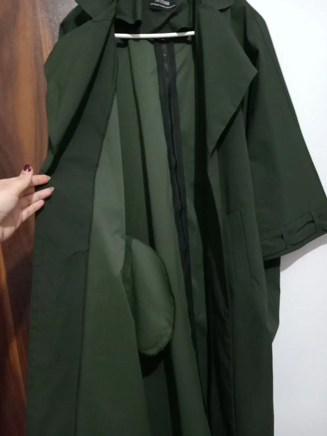 پالتو بارونی بلند آستین سرب پشت زیپ نما فری سایز|لباس|آستانه اشرفیه, |دیوار