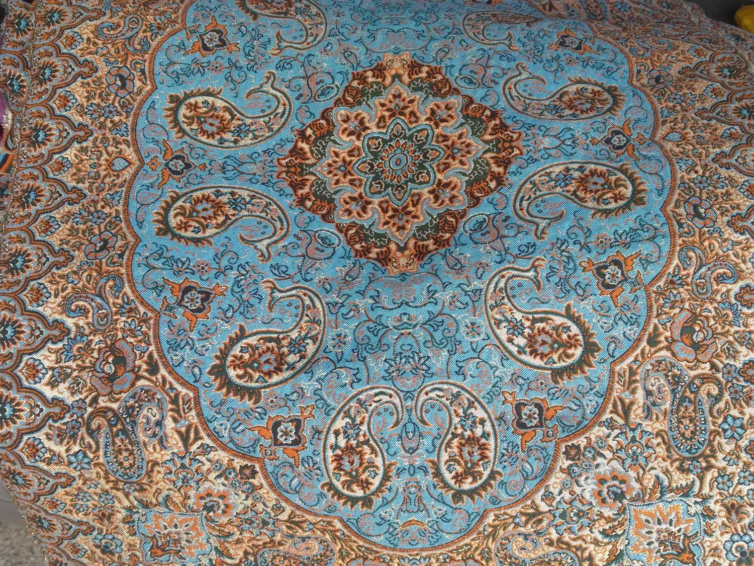 پارچه ترمه فیروزه ای|رختخواب، بالش، پتو|یاسوج, |دیوار