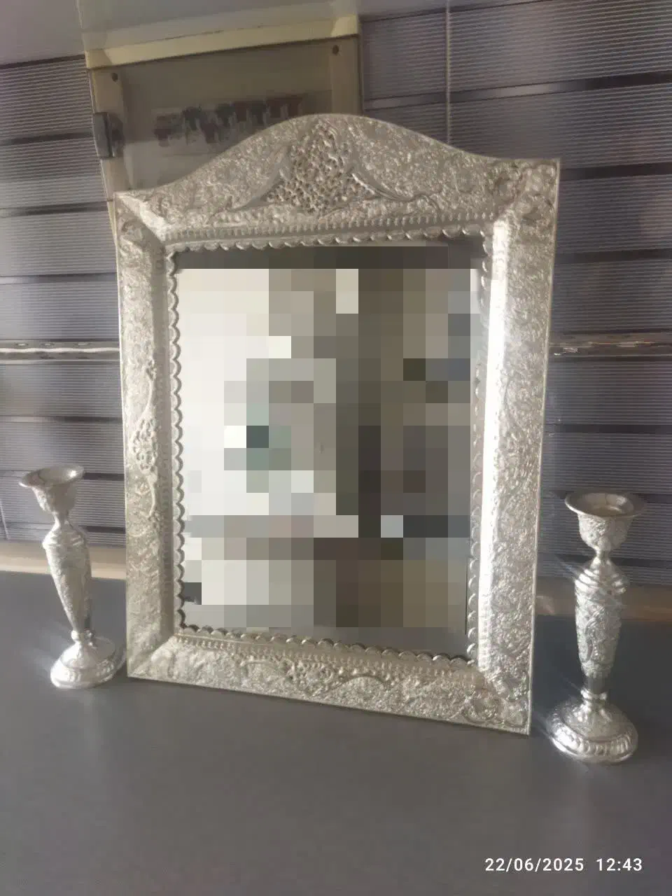 آینه وشمعدان قلم زنی|صنایع دستی و سایر لوازم تزئینی|خمینی‌شهر, |دیوار