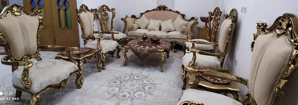 مبلمان نه نفره فقط یک سال استفاده شده|مبلمان خانگی و میز عسلی|پیر بکران, |دیوار