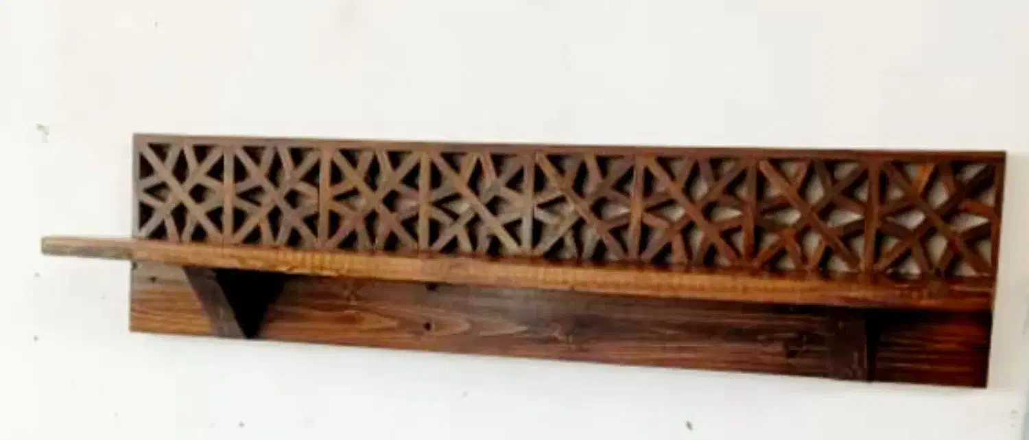 شلف چوب دیواری ۸ستاره گره چینی شده|کتابخانه، شلف، قفسههای دیواری|مشهد, هنرور|دیوار