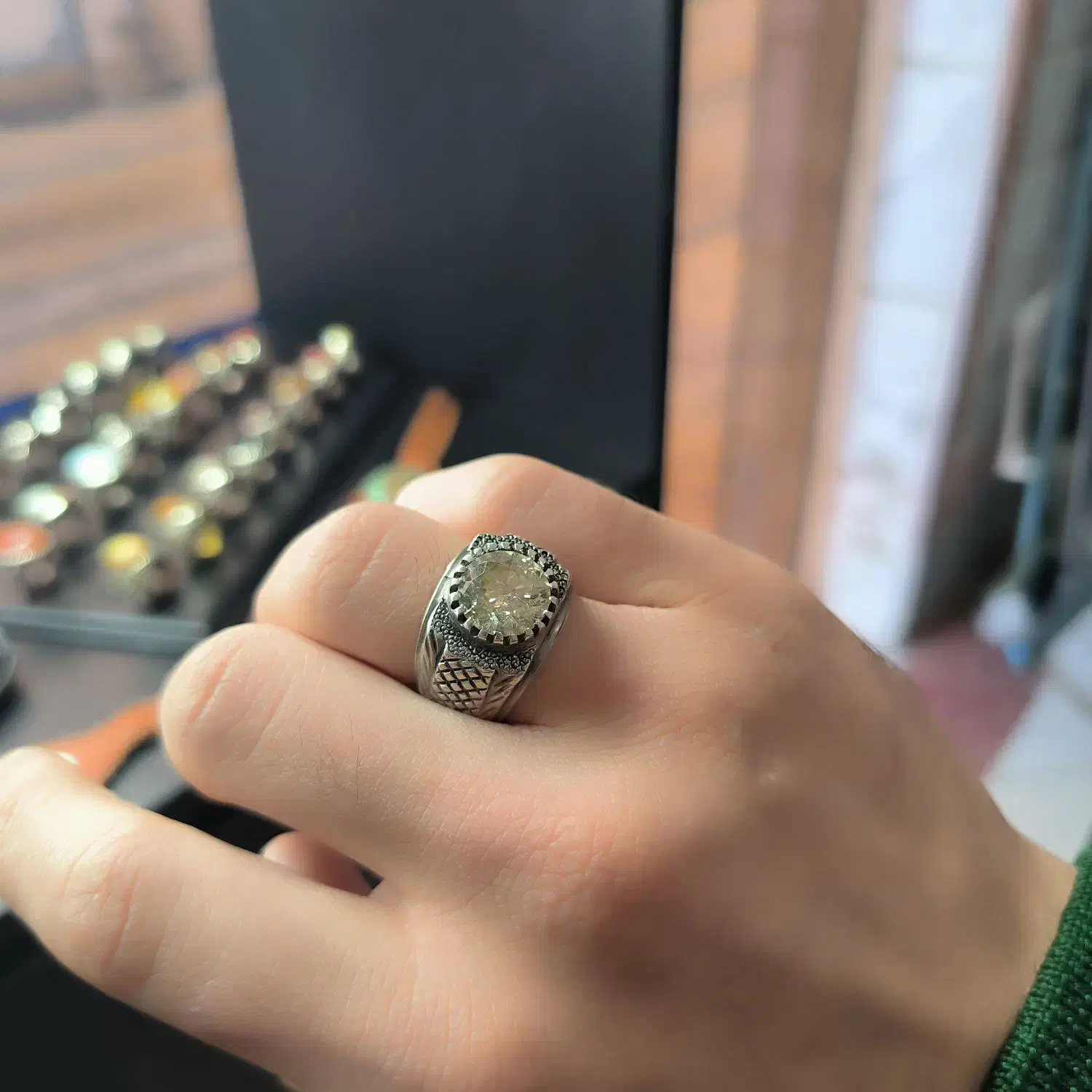 انگشتر نقره موزانایت|جواهرات|رشت, یخسازی|دیوار