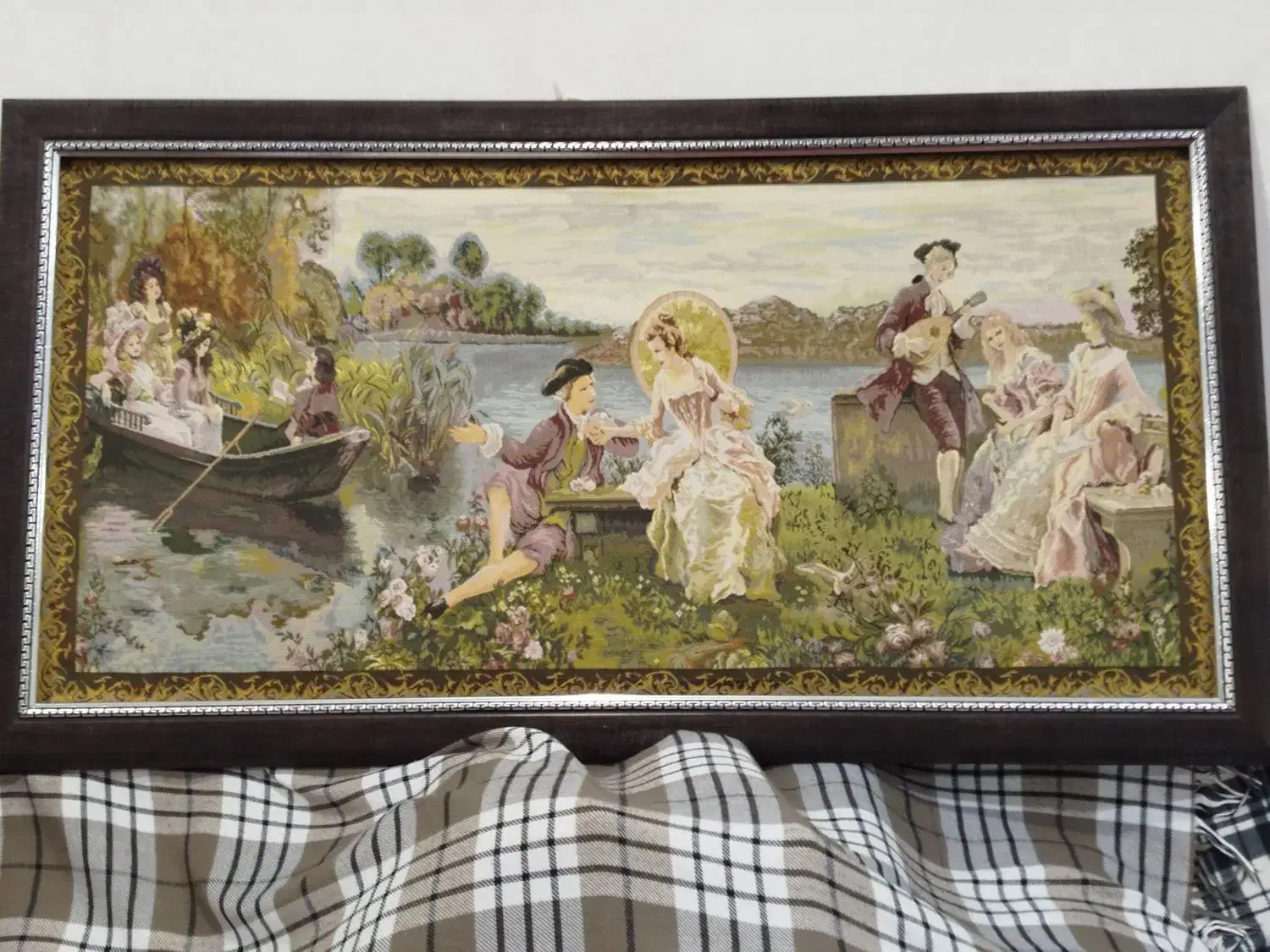 تابلو  پارچه ای ترمه کاملا سالم  اندازه 2متر در 80|تابلو فرش|ملکان, |دیوار