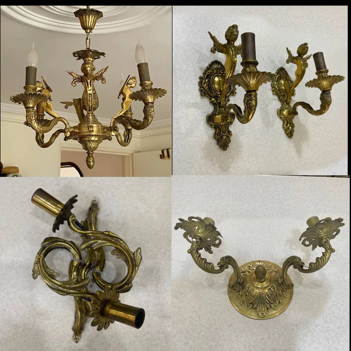 ست لوستر و دیوارکوب برنزی آنتیک ودو عدد لوسترسقفی|لوستر و چراغ آویز|تهران, تهرانویلا|دیوار